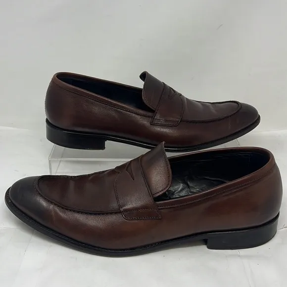 To Boot New York Sz 15 Slip On Oiled Brown Leather Slip On Loafer Shoes