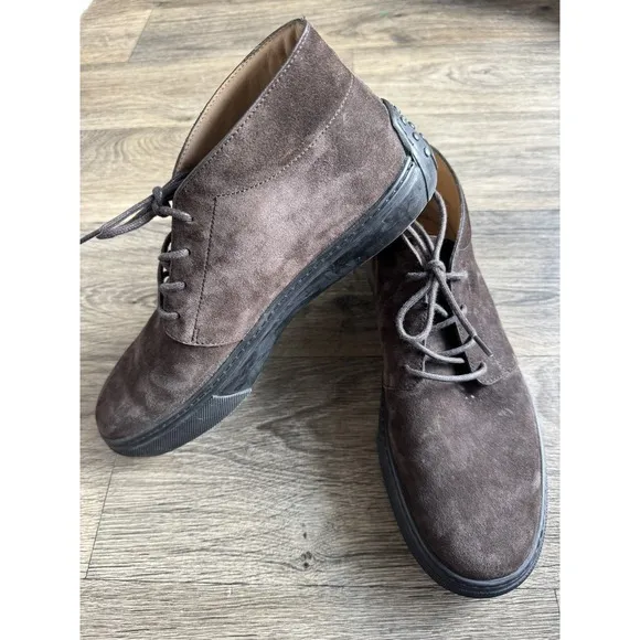 TODS Italy Mens Polacco Chukka Boot Sneaker Brown Suede Leather Shoes Size 8.5