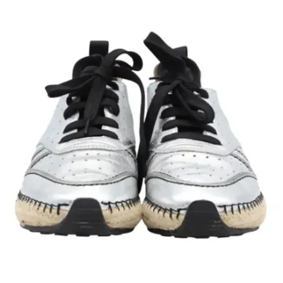 Tods leather espadrille sneaker (silver)