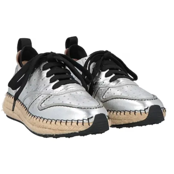 Tods leather espadrille sneaker (silver)