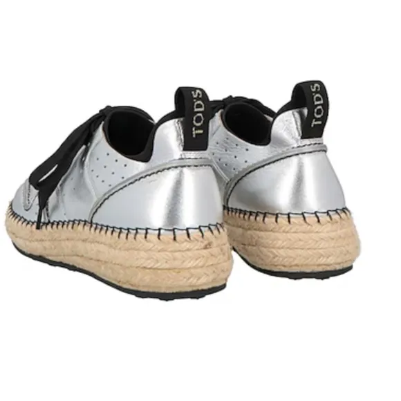 Tods leather espadrille sneaker (silver)