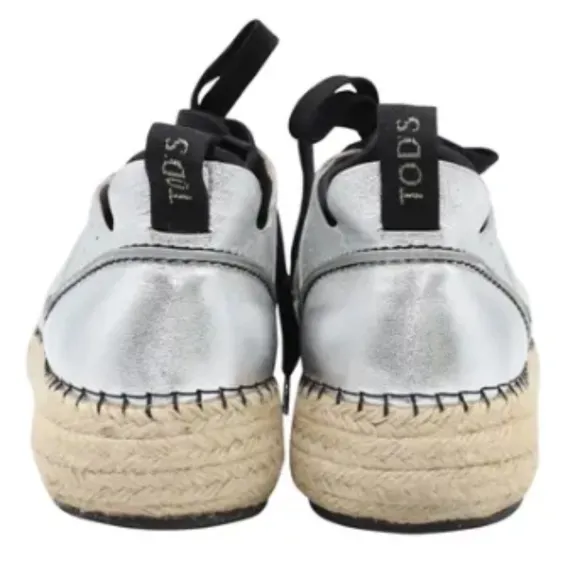 Tods leather espadrille sneaker (silver)
