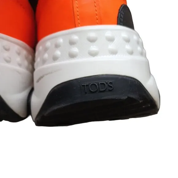 Tod’s Leather/Mesh Active Trainer Sneaker Orange/Black Shoes Men's Sz UK 7  US 8