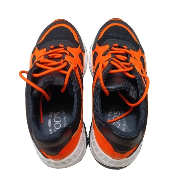 Tod’s Leather/Mesh Active Trainer Sneaker Orange/Black Shoes Men's Sz UK 7  US 8