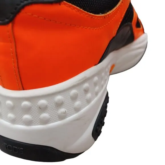 Tod’s Leather/Mesh Active Trainer Sneaker Orange/Black Shoes Men's Sz UK 7  US 8