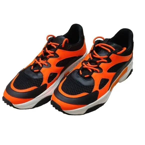 Tod’s Leather/Mesh Active Trainer Sneaker Orange/Black Shoes Men's Sz UK 7  US 8