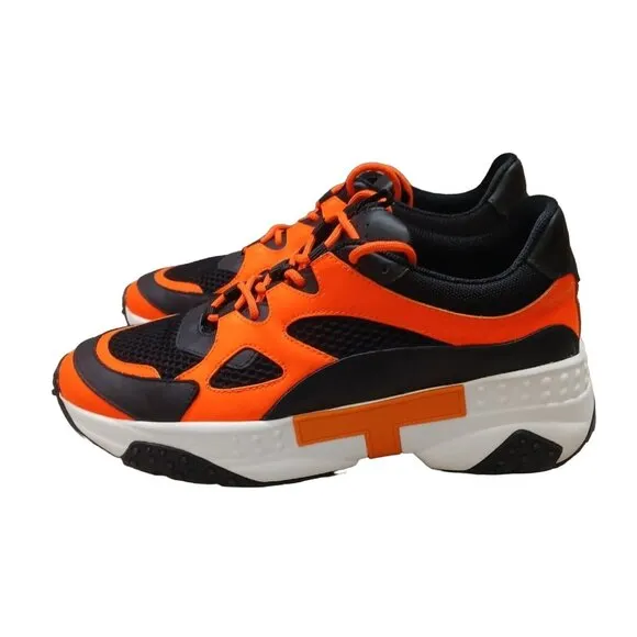 Tod’s Leather/Mesh Active Trainer Sneaker Orange/Black Shoes Men's Sz UK 7  US 8
