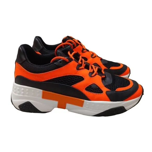 Tod’s Leather/Mesh Active Trainer Sneaker Orange/Black Shoes Men's Sz UK 7  US 8