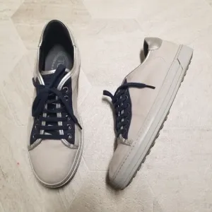 Tod's Grey Blue Leather And Nubuck Suede Low Top Sneakers 38