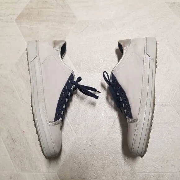 Tod's Grey Blue Leather And Nubuck Suede Low Top Sneakers 38