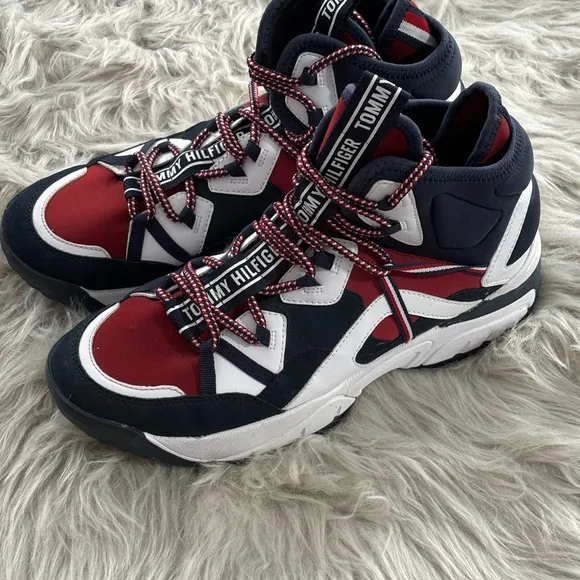 Tommy Hilfiger Dro Sneakers Men’s SZ 11 Dark Blue Red White Excellent condition