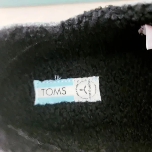 Toms Ezra Smoke Grey Repreve Felt Faux Fur Slip On Slippers House Shoes 6.5