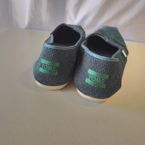 TOMS Women's Green Shimmer Slip-On Shoes