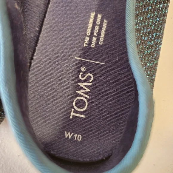 TOMS Women's Green Shimmer Slip-On Shoes