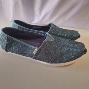 TOMS Women's Green Shimmer Slip-On Shoes