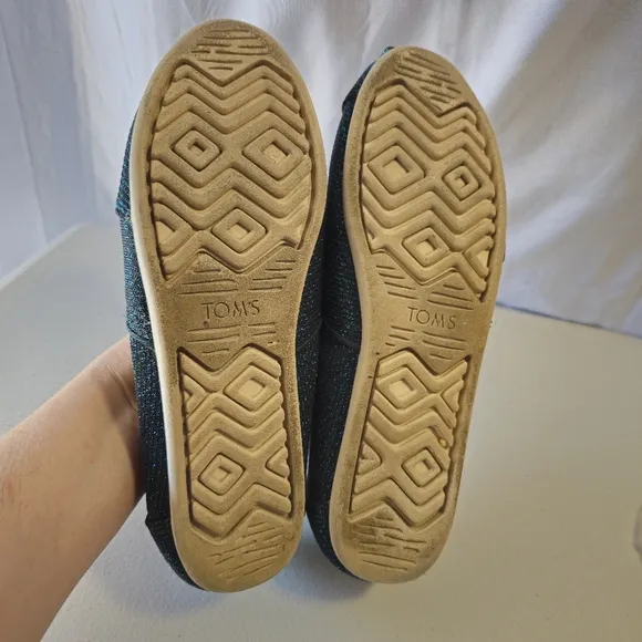 TOMS Women's Green Shimmer Slip-On Shoes