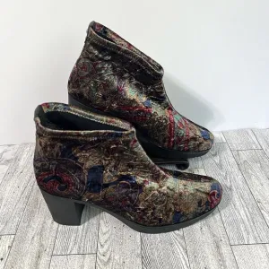 Toni Pons Finley Crushed Velvet Paisley Ankle Boots Shoes Women's 6.5 Booties