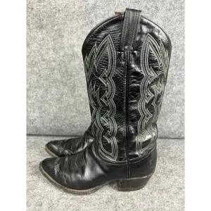 Tony Lama 6816 14&quot; Western Cowboy Boots Men's 7B Black Leather USA Made