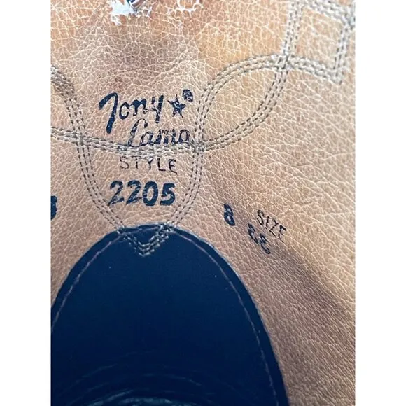 Tony Lama Black Bull hide Boots Size 8 EE Mens Style 2205 Western Leather
