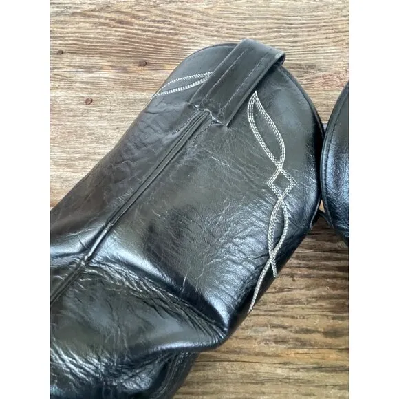 Tony Lama Black Bull hide Boots Size 8 EE Mens Style 2205 Western Leather