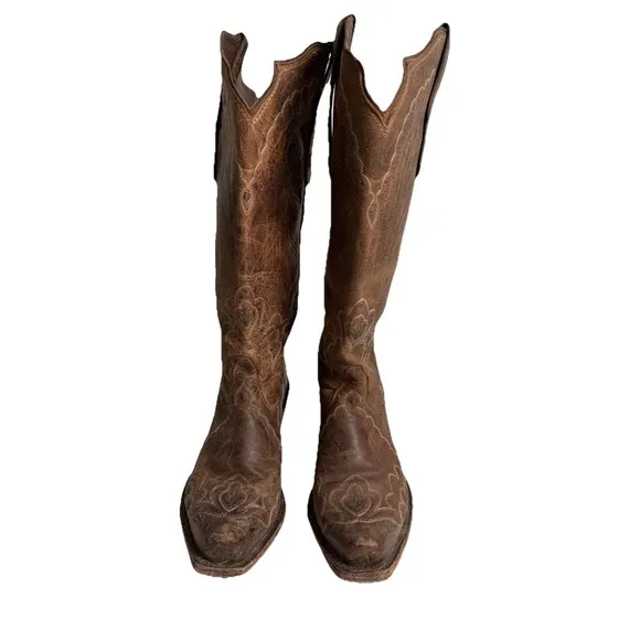 Tony Lama Black Label Boots Women's 7.5 Brown Leather Western Pointed Toe USA