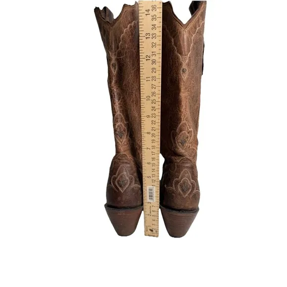 Tony Lama Black Label Boots Women's 7.5 Brown Leather Western Pointed Toe USA