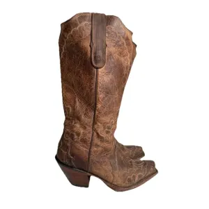Tony Lama Black Label Boots Women's 7.5 Brown Leather Western Pointed Toe USA