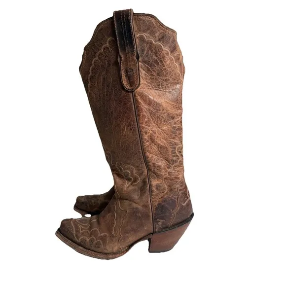 Tony Lama Black Label Boots Women's 7.5 Brown Leather Western Pointed Toe USA