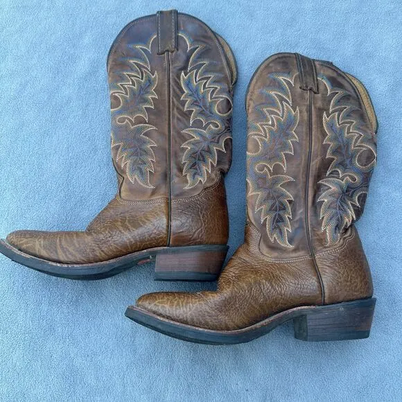 Tony Lama Krauss Tan Leather Cowboy Boots Western Mens Size 8.5D Brown 7950 USA