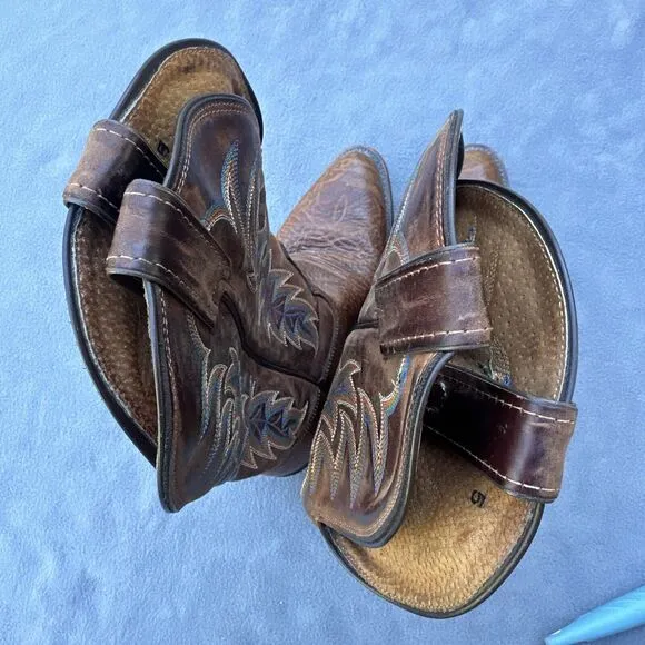 Tony Lama Krauss Tan Leather Cowboy Boots Western Mens Size 8.5D Brown 7950 USA