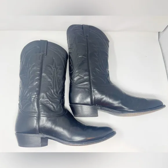 Tony Lama men’s black leather western roper cowboy boots size 10D style 3993