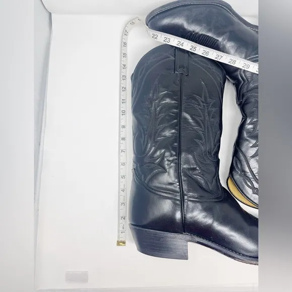 Tony Lama men’s black leather western roper cowboy boots size 10D style 3993