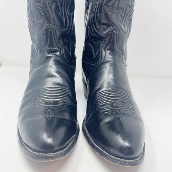 Tony Lama men’s black leather western roper cowboy boots size 10D style 3993