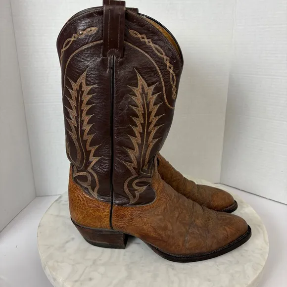 Tony Lama Mens Brown Leather Boots Sz 10D Western Cowboy Almond Toe Yellowstone