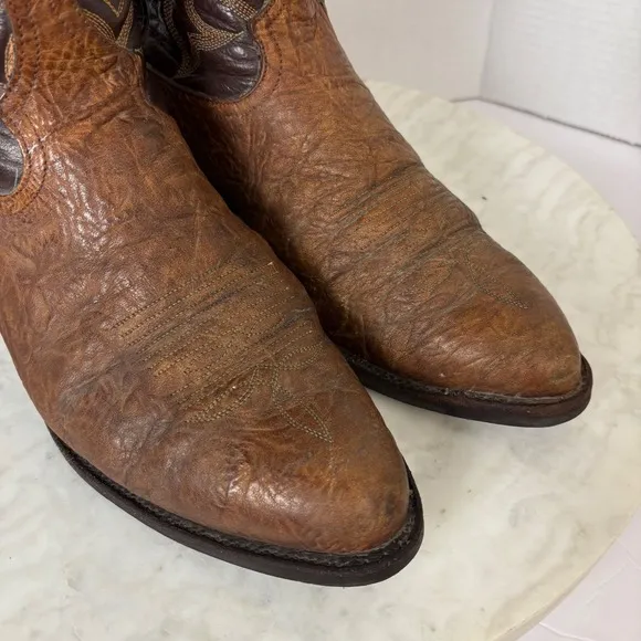 Tony Lama Mens Brown Leather Boots Sz 10D Western Cowboy Almond Toe Yellowstone