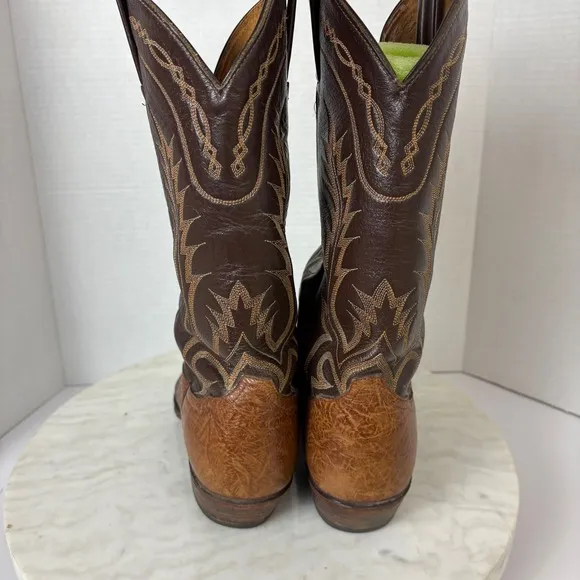 Tony Lama Mens Brown Leather Boots Sz 10D Western Cowboy Almond Toe Yellowstone