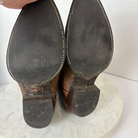 Tony Lama Mens Brown Leather Boots Sz 10D Western Cowboy Almond Toe Yellowstone