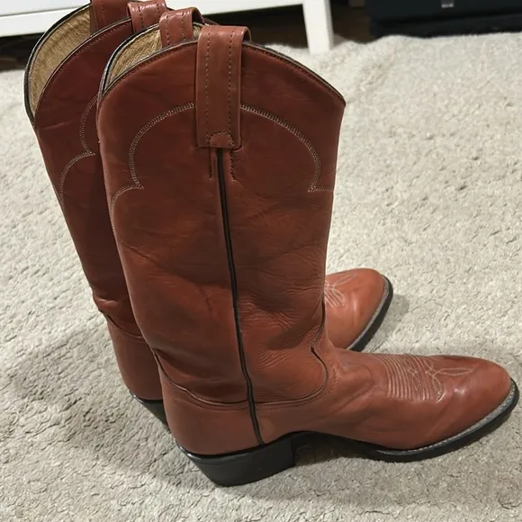Tony Lama Men's Cognac Leather Cowboy Western Boots Size 8 EE (style 5084) VGUC