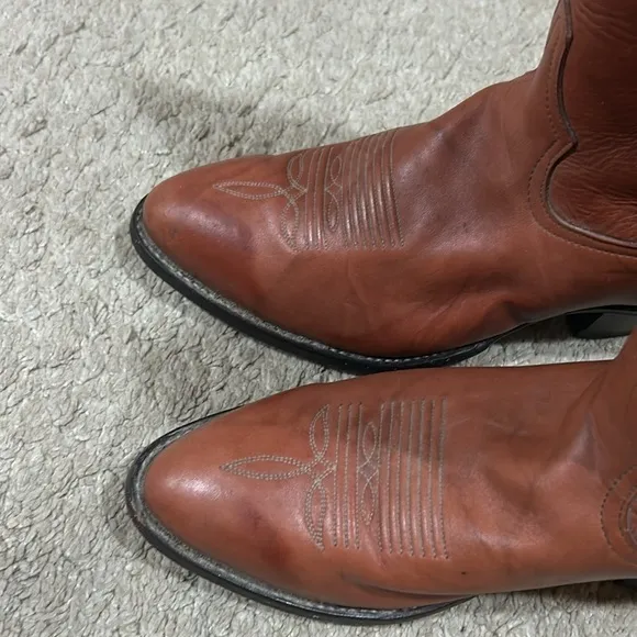 Tony Lama Men's Cognac Leather Cowboy Western Boots Size 8 EE (style 5084) VGUC