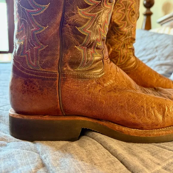 Tony Lama Ostrich Leg (smooth) Square Toe Western Boots