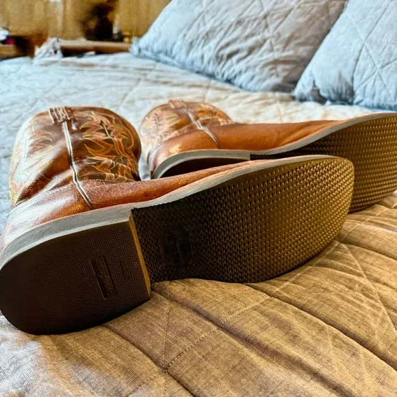 Tony Lama Ostrich Leg (smooth) Square Toe Western Boots