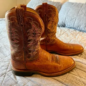 Tony Lama Ostrich Leg (smooth) Square Toe Western Boots