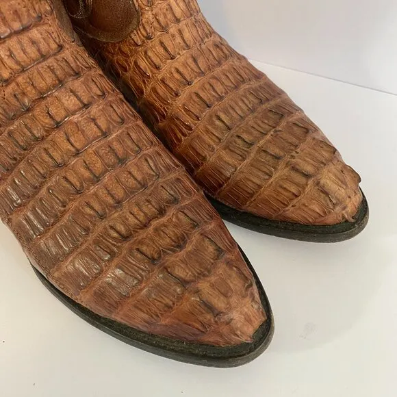Tony Lama Royal Hornback Caiman Alligator Boots Mens 10 D Brown CZ1010 Exotic