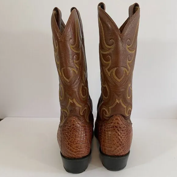 Tony Lama Royal Hornback Caiman Alligator Boots Mens 10 D Brown CZ1010 Exotic