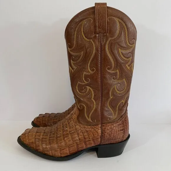 Tony Lama Royal Hornback Caiman Alligator Boots Mens 10 D Brown CZ1010 Exotic