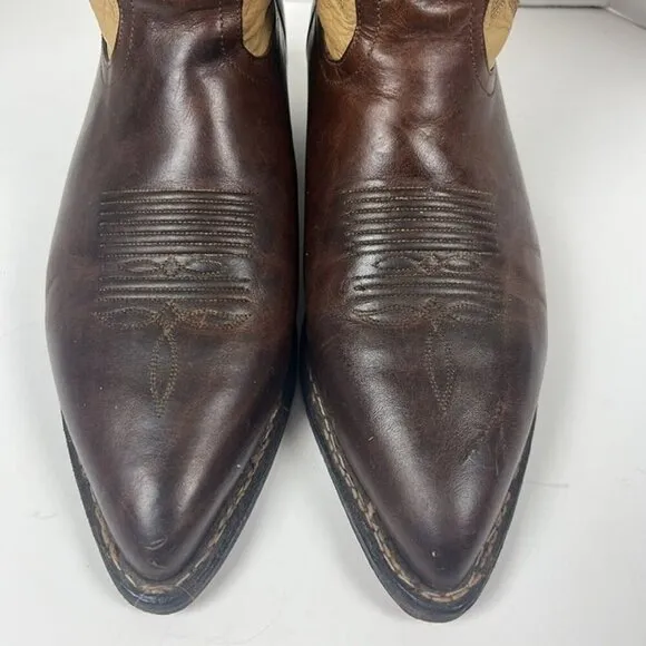 Tony Lama Western Slip On Embroidered Leather Cowboy Boots Men’s Size 8.5 D