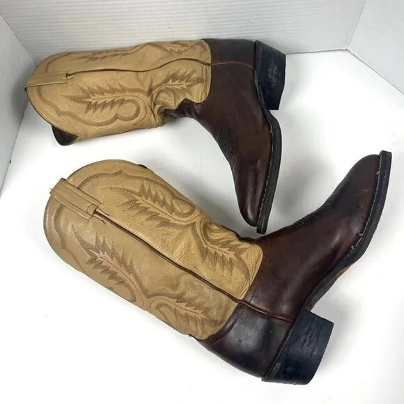 Tony Lama Western Slip On Embroidered Leather Cowboy Boots Men’s Size 8.5 D