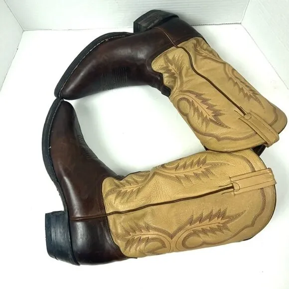 Tony Lama Western Slip On Embroidered Leather Cowboy Boots Men’s Size 8.5 D
