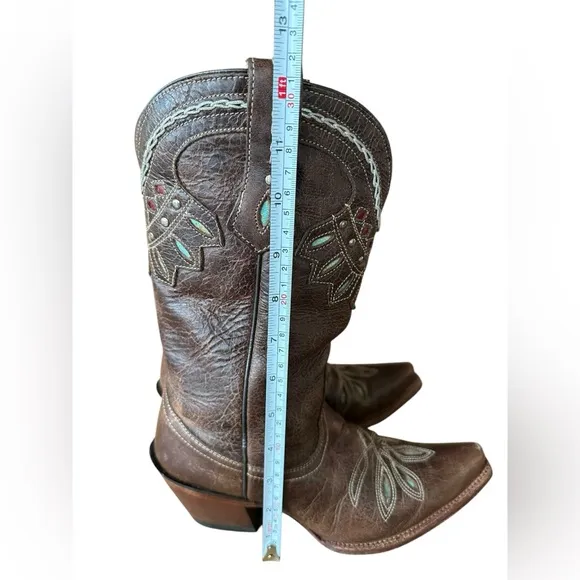 Tony Lama Womens VF6015 Rancho Brown Snip Toe Western Cowgirl Boots Size 6.5B