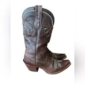 Tony Lama Womens VF6015 Rancho Brown Snip Toe Western Cowgirl Boots Size 6.5B